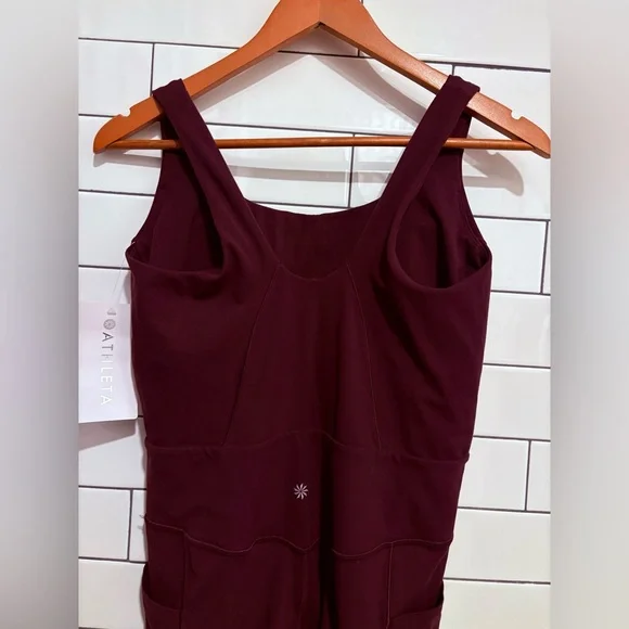 New $129 Athleta Salutation 7/8 Bodysuit Spiced Cabernet Red L - Picture 6 of 9